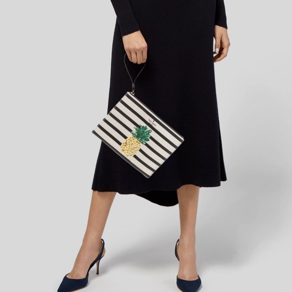 NWT Kate Spade pineapple wristlet with stripes and gems - Picture 2 of 10